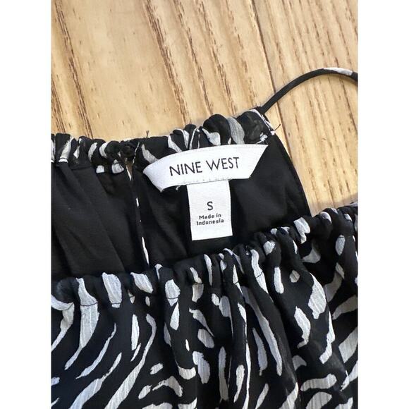Nine West Halter Mini Dress Black and White Zig Zag Zebra pattern Womens Small - Picture 3 of 5